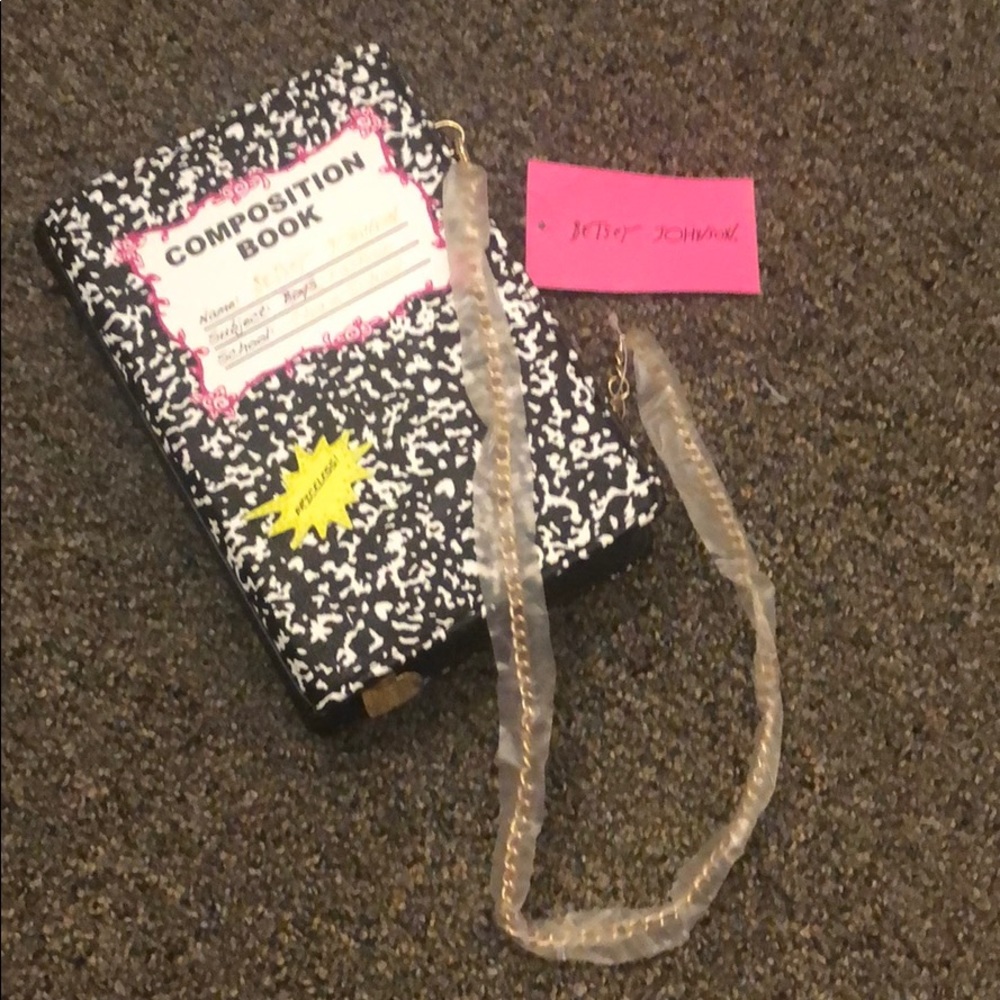 Betsey Johnson composition notebook purse NWT
